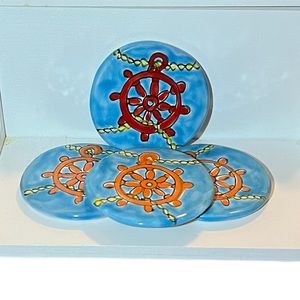 Vintage La Musa Italian Pottery Hand Painted Coasters - Set of Four